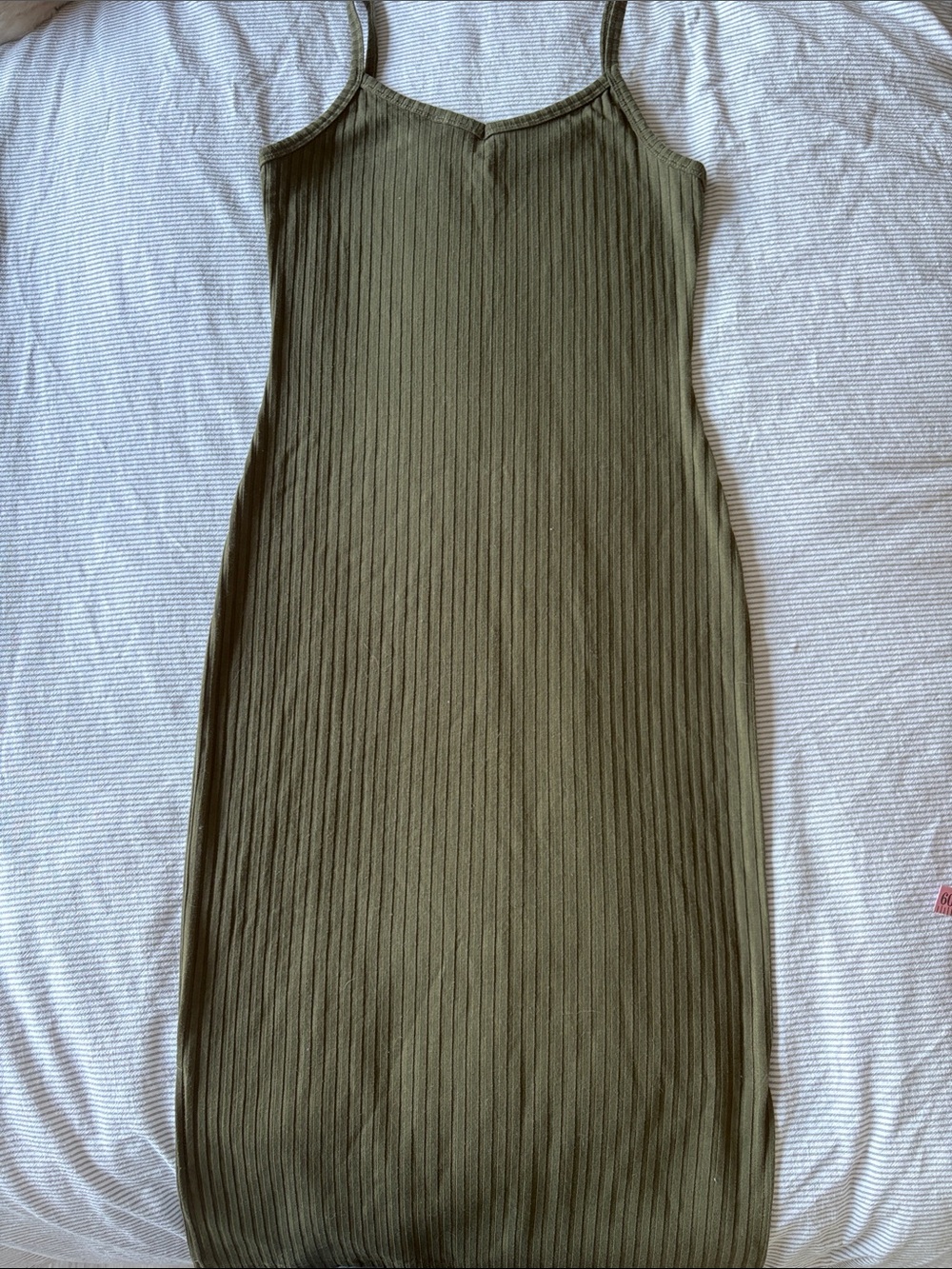 Olive Ribbed Knit Slip Dress - Women